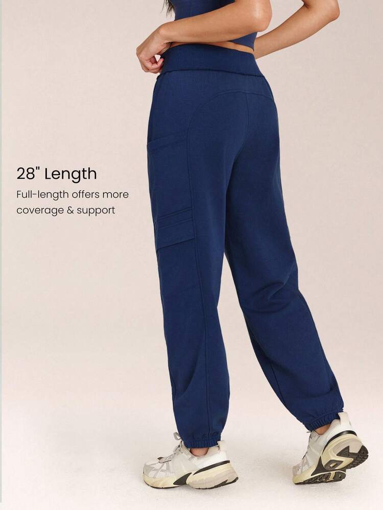Everyday Fleece On-The-Glow Soft Warm Lightweight Adjustable Contrasting Drawstring Waist Pockets Cargo Joggers Daily Casual Street Wear