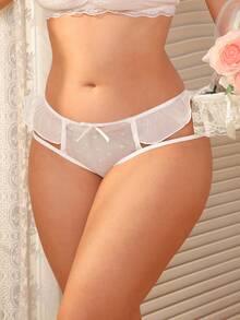 Women's Sexy Lace Patchwork Underwear, White Thin Triangle Panties - White - View 10