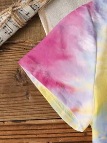 SpongeBob SquarePants | SHEIN Young Girls Minimalist Print Round Neck Short Sleeve T-Shirt - White - View 6