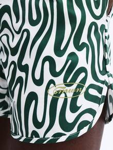 SUMWON Beach Vacation Swim Trunks With Abstract Wave Pattern Side Pockets Summer Swimming Casual Swimwear - Multicolor - View 5