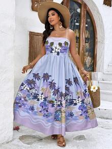 EMERY ROSE Đầm hai dây in hoa, thời trang mùa hè, lãng mạn, thanh lịch, thường ngày, thích hợp cho kỳ nghỉ. - Màu tím  Violet - Xem 5
