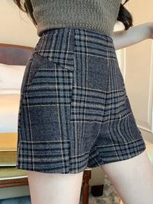 DAZY Women's Casual Style Patterned Shorts, Spring - Dark Grey - View 5