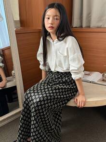 DAZY Tween Girls' Allover Print Long Casual Summer Skirt - Black - View 7