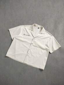 STYNVO Men's Casual Short Sleeve Front Button Lapel Neck Fashion Shirt, Summer - Beige - View 1