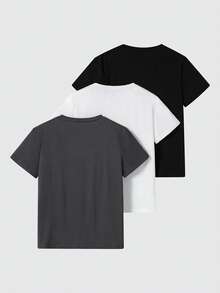 SHEIN Vacaura 青少年男童休闲百搭日常圆领短袖T恤 - 彩色 - 查看 2