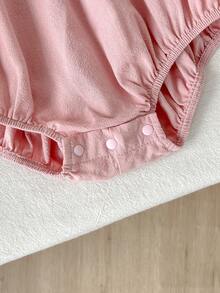 Cozy Pixies Baby Girl Floral Print Ruffle Collar Bubble Sleeve Romper - Pink - View 4