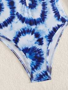 Swim SPRTY Áo tắm liền thân mùa hè dành cho nữ, in họa tiết nhiều màu ngẫu nhiên, tay dài, thiết kế khóa kéo, đồ bơi thể thao giúp thon gọn vóc dáng. - Nhiều màu - Xem 7