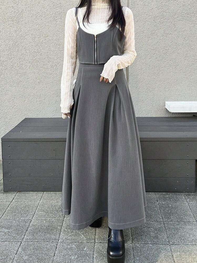 Women's Loose Camisole Top And A-Line Skirt 2 Pieces Casual Suit