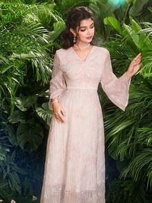 Modelyn 女士优雅花卉刺绣连衣裙 - 彩色 - 查看 5