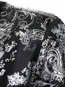 Manfinity AFTRDRK 男士时尚全印花长袖燕尾服西装外套，披肩领 - 黑色 - 查看 5