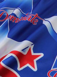 ROMWE MEN Street Life Men's Casual Printed Drawstring Shorts - Blue - View 3