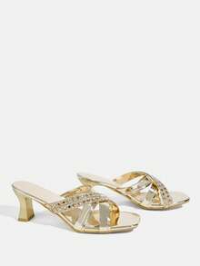 CUCCOO TILAWA Gorgeous Feng Shui Diamond High-Heeled Sandals Women's Versatile Sandals - Gold - View 4