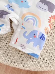 SHEIN Playful Pals Bộ áo liền quần cho bé trai in hình khủng long dễ thương, mềm mại và thoải mái, thích hợp mặc hàng ngày hoặc làm quà tặng ngày lễ. - Màu be - Xem 4