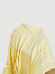 SHEIN MOD Women's Elegant Solid Color Off Shoulder Flare Sleeve T-Shirt - Yellow - View 5