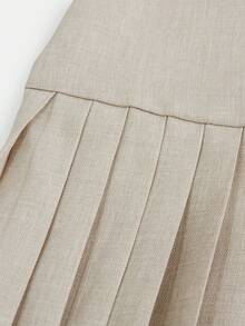 Firerie Kids Tween Girls Sleeveless Pleated Dress, Casual, Fashionable, Versatile, Suitable For Party, Outing, Sister Photo Shoot, Park, Camping, Vacation, Daily Casual Wear - Apricot - View 4