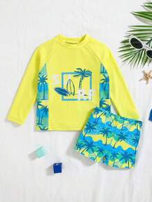 LMoss Kids Set de 2 piezas de traje de baño y shorts estampado de cactus lindo para bebé niño - Multicolor - Ver 3