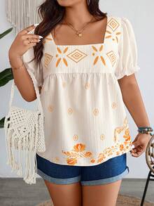 SHEIN Clasi Plus Size Casual Vacation Style Printed Shirt - Multicolor - View 5