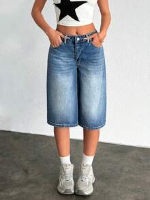 EURMUSE Women's Casual Washed Denim Shorts, Summer - Medium Wash - View 7
