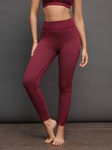 Activina 女士高腰无缝波点打底裤 - 鏽棕色 - 查看 5