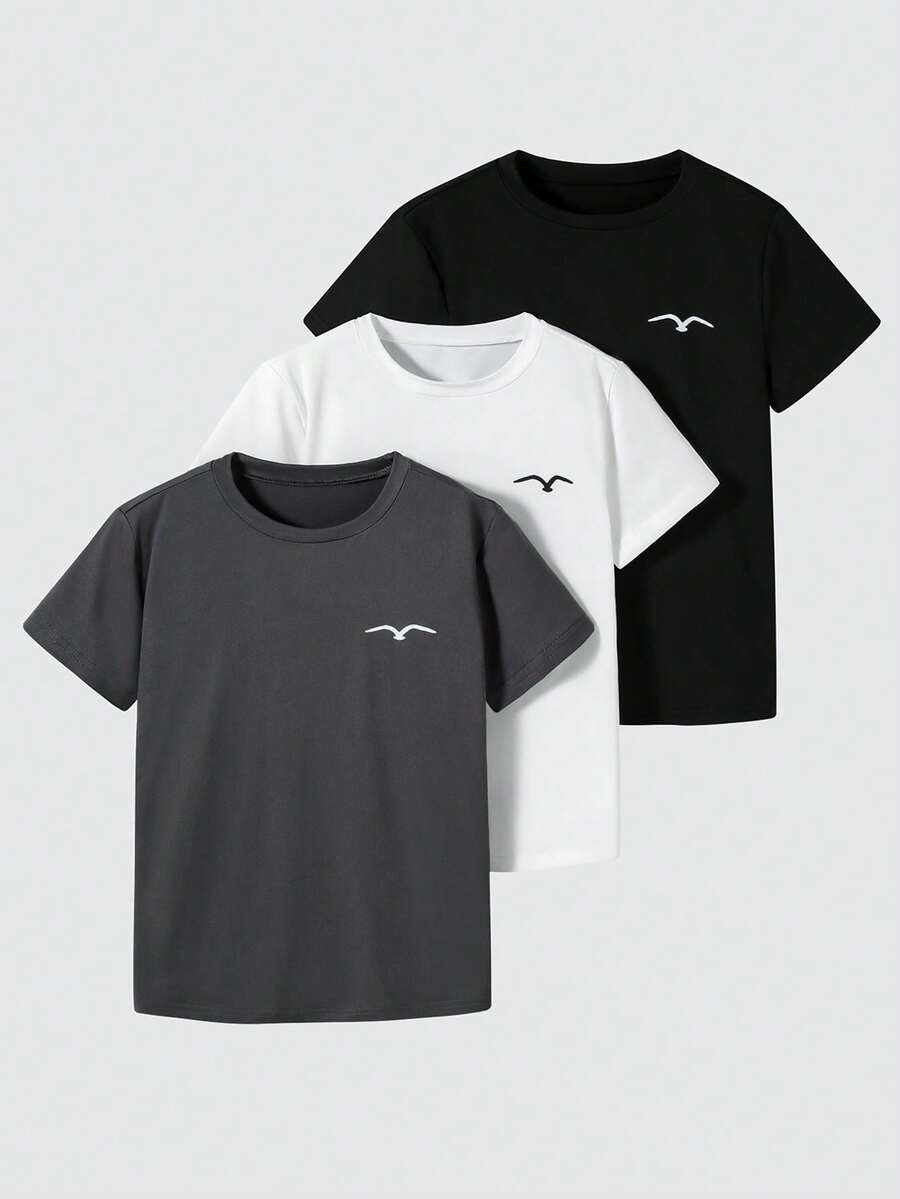 SHEIN Vacaura 青少年男童休闲百搭日常圆领短袖T恤 - 彩色 - 查看 1