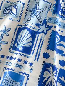 Travachic KIDS Tween Girls' Summer Vacation Casual Floral Print Sleeveless Dress - Blue - View 4