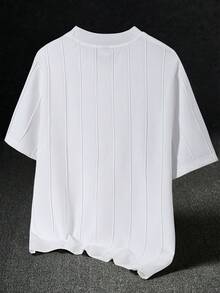 EGENSIO Men's Solid Color Minimalist Casual Round Neck Short Sleeve T-Shirt - White - View 2