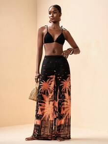 Zivah 2026 度假休闲沙滩印花宽松长裤及罩衫 - 黑色 - 查看 6