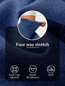 Flexra Women's Elastic Waist Pocket Casual Flare Leg Jeans - Dark Wash - View 7