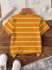 SpongeBob SquarePants | SHEIN 男童圆领短袖休闲卡通可爱印花夏季T恤， - 白色 - 查看 2