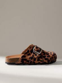 Solecia Ciabatte da donna casual con stampa leopardata, tomaia , suola leggera, senza back, tacco a zeppa, adatte per interno/esterno, primavera/autunno - Multicolore - Visualizzare 1
