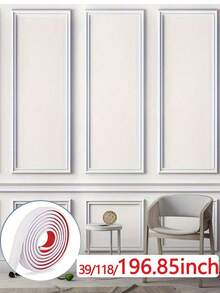 39/118/196.8inch Self-Adhesive PVC Decorative Trim - Flexible & Bendable, Suitable For Walls, Floors And Cabinets, 3.3ft Long, European Style Home Decor, Floor Decor | European Decor | Easy To Install Molding, Wall & Floor Decor - multicolor - View 1
