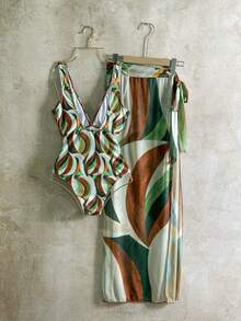 Bộ bikini 3 mảnh Swim Oasis-D dành cho nữ, họa tiết ngẫu nhiên, cổ chữ V sâu, đính kim loại, dáng maxi, thích hợp cho mùa xuân/hè. - Nhiều màu - Xem 5