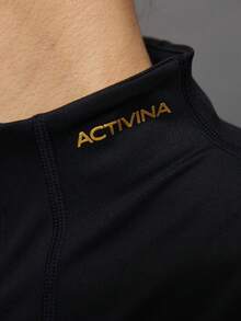 Activina Women's Solid Color Stand Collar Zipper Half Placket Casual Equestrian Top Equestrian Clothing Women's Equestrian Active Wear For Women Sleeveless Tops For Women - Black - View 5