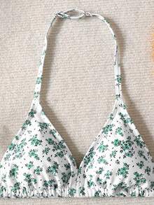 SHEIN Tween Girls' Minimalist Printed Swimwear Set - Green - View 4