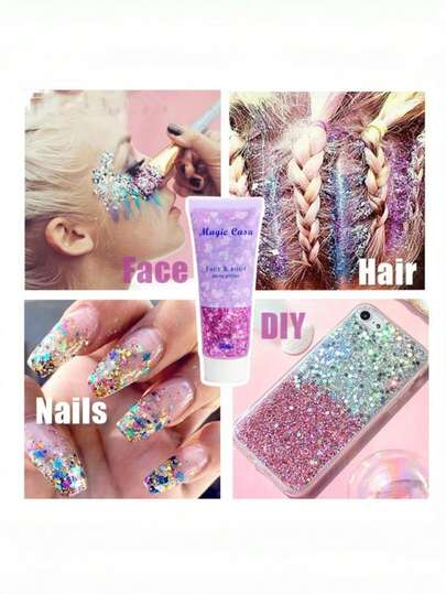 1PC 50ml Glitter Gel Mermaid Scales Applicable Waterproof Long Lasting Iridescent Shimmer Rainbow Multicolor Sparkle Glitter Eyeshadow Gel For Stage Performance Party Festival Halloween Christmas Celebration Adults Women Makeup Lovers Cosmetics Body Glitter Face Glitter Festival Makeup Stage Makeup