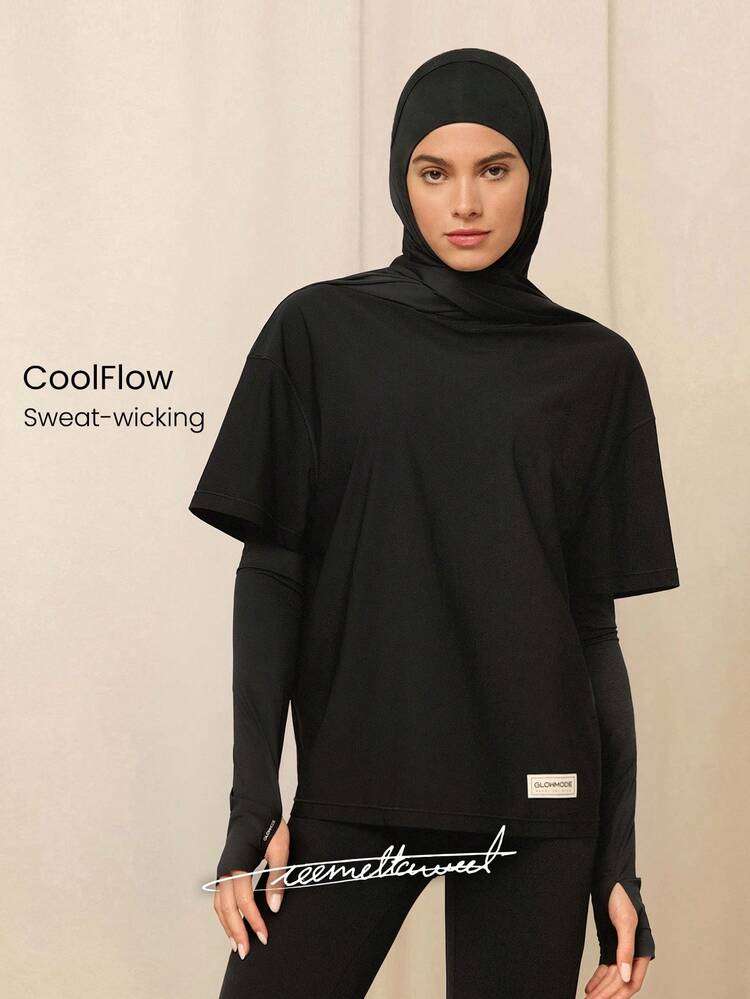 X Reem Camiseta Casual Diária de Ajuste Relaxado, Comprimento no Quadril, Gola Redonda, Resfriamento, Absorção de Umidade, Secagem Rápida, para Academia, Estúdio e Uso Casual