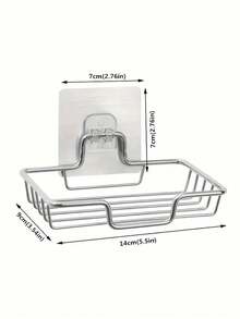 1Pc/2Pcs Stainless(Silver, Black) Steel Wall Mounted Soap Dish, Bathroom Soap Holder, Adhesive Drain Soap Dish, Rust-Proof & Waterproof, Home Bathroom Decor, Autumn Decor, Back To School Decor - multicolor - View 12
