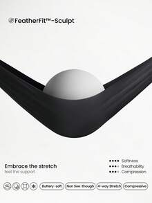 GLOWMODE 24" FeatherFit™-Sculpt Sweat-O-Clock Compressive Anti-Roll Tummy Control No Front Seam Side Pockets Leggings Low Impact Training Running Workout Gym - Black - View 9