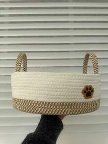 1个手工编织宠物玩具、零食、配件、脏衣服收纳袋，适合收纳家居桌面杂物和化妆品。 - 彩色 - 查看 16