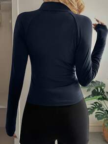 DAZY Zip-Up Fitted Jacket, Suitable For Summer And Spring - Navy Blue - View 2