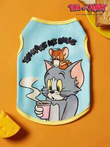 TOM & JERRY X PETSIN 1pc/2pcs Pink Blue Color Blocked Pet Cat And Dog Universal Elastic Comfortable Cat And Mouse Cute Cartoon Pattern Printed Fashionable Dog Vest - Multicolor - View 31