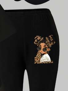 Bộ 2 món áo thun và quần ống loe thời trang thường ngày cho bé gái, thích hợp cho mùa xuân/hè/thu, họa tiết da báo, in hình nhân vật hoạt hình sành điệu, phù hợp cho bé gái 11 tuổi đi học, dã ngoại, dự tiệc hoặc làm quà tặng. - Nhiều màu - Xem 5