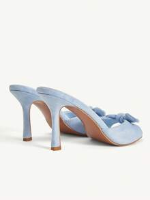 CUCCOO CHICEST 女士时尚优雅派对及通勤蝴蝶结装饰高跟凉鞋 - 藍色 - 查看 6