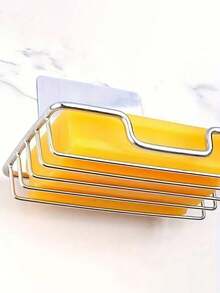 1Pc/2Pcs Stainless(Silver, Black) Steel Wall Mounted Soap Dish, Bathroom Soap Holder, Adhesive Drain Soap Dish, Rust-Proof & Waterproof, Home Bathroom Decor, Autumn Decor, Back To School Decor - multicolor - View 6