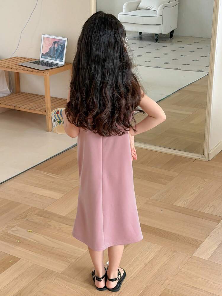 Young Girl Plaid Patchwork Side Slit Hem Camisole Dress Summer