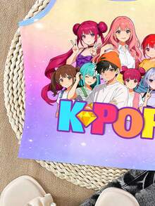 SHEIN 时尚酷炫的少女风彩色韩流女团字母星星印花服装，韩流风格印花T恤，卡通人物，扎染，韩流粉丝礼物，音乐，男女童装，兄妹装 - 彩色 - 查看 5