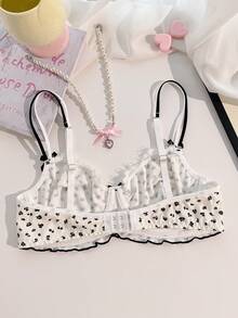 PetitDoll Women's Cute Lace Patchwork Lingerie, Sexy Push-Up Bra With Underwire, Thin Style - Black and White - View 2