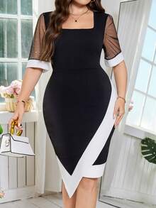 SHEIN Clasi Đầm cỡ lớn phối màu cổ vuông tay lửng ôm sát vạt bất đối xứng, đầm dạ hội sang trọng cho đám cưới, quần áo mùa hè, trang phục mùa hè, trang phục mùa xuân, trang phục mùa xuân, đầm mùa hè, đầm mùa xuân, đầm lễ hội, đầm thanh lịch, đầm dự tiệc thanh lịch, trang phục dự tiệc, đầm dự đám cưới, đầm dự tiệc cưới, đám cưới & sự kiện, đầm phù dâu, đầm tốt nghiệp, trang phục tốt nghiệp cho mẹ, trang phục đi chơi, đầm dạ hội, đầm sinh nhật, trang phục sinh nhật cho phụ nữ, trang phục ngày lễ cho phụ nữ, trang phục nghỉ mát cho phụ nữ, trang phục ngày lễ, đầm trang trọng, đầm đen trắng, đầm cỡ lớn, đầm ôm sát cỡ lớn, đầm thanh lịch cho phụ nữ có thân hình đầy đặn, đầm đen trắng thanh lịch, đầm cỡ lớn cho phụ nữ, đầm công sở cho phụ nữ, đầm nữ, trang phục trang trọng, đầm mới về cho phụ nữ, đầm thường ngày - màu đen - Xem 5