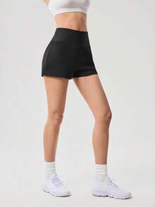 OutZeal Quần short thể thao nữ màu đen, kiểu dáng thường ngày, chất liệu mềm mại, cạp cao, có túi sau. - màu đen - Xem 9