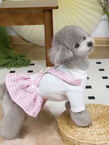 PETSIN 狗狗服装、猫咪服装、动物裙装、宠物春夏新品系列、幼犬连衣裙、公主风百搭连衣裙、条纹印花、小型动物服装、清凉防晒霜 - 彩色 - 查看 8